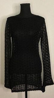 CACNE- Black knit beach coverup Size L