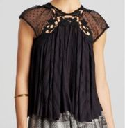 Free People Women's Black Stars Align Top Blouse Size Small