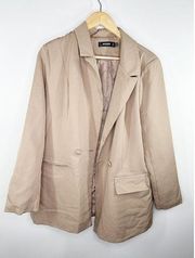 Missguided Khaki Tan Button Front Long Sleeve Blazer Jacket Women's Size 8