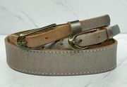 Gap Silver Metallic Double Buckle Genuine Leather Belt Size Small S Womens