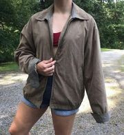 Crossings VINTAGE  BEIGE BOMBER JACKET W/ GINGHAM PRINT