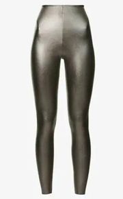 Commando Metallic Leather Leggings Pull On Shiny Soft Gunmetal Silver Skinny XL