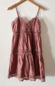 NWOT  DUSTY ROSE PINK SUNDRESS SMALL STRAPLESS LACE