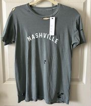 Women’s Green Nashville Distressed Short Sleeve T-Shirt Size XS NWT