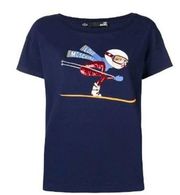 NWT Love Moschino Sequin Ski Girl T-Shirt Top Navy Size 8