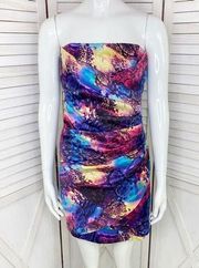 Speechless  Satin Multicolor Snakeskin Print Strapless Mini Dress Juniors 5