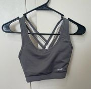 grey straps sports bra