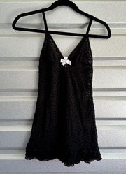 Victoria Secret Dress Womens Size S Lingerie Lace V-Neck Mini Black Coquette Y2K