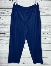 Susan Graver Style NWT Sz PXL Blue Lustra Knit Elastic Waist Pull-On Ankle Pants