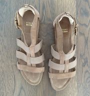 Suede and Elastic Flat Sandal in Tan with Gold Size 9.5M