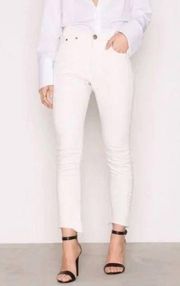 One Teaspoon Moleskin White Kidds Skinny Ankle Jeans Raw Hem Button Fly 23 NWT