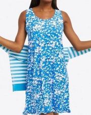 NEW Draper James Ruffle Nightie Blue Shadow Floral Women’s Large/XL