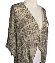 Alice + Olivia Beaded Shawl Kimono Shrug Size M Silk Champagne Evening Black Tie