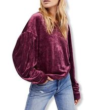 We the Free Milan Burgundy Crushed Velvet Layering Top