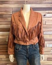 Beulah Faux Suede Coral Fringe Jacket Size L