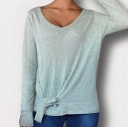 Grey Long Sleeve Tie Front Shirt 