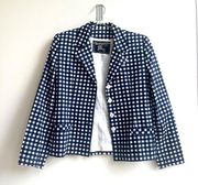 Burberrys of London Blazer Vintage Gingham Suit Jacket Plaid Checkered Blue Sz 2