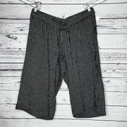 Gap NWT Sz XL Black & White Stripe Linen Pull On Wide Leg Crop Pants w/ Tie Belt