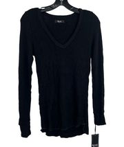 Michael Lauren Black Fitted Thermal V Neck Size Large New