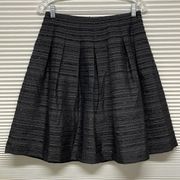 Talbots NWT Black Textured Sparkle Striped A-Line Pleated Mini Skirt Size 4P