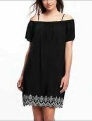 XS // Old Navy NWT black embroidered off the shoulder shift dress
