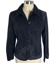 CHICO’S Embellished Black Denim Jacket