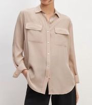 Everlane Clean Silk Button up shirt in burnt sugar