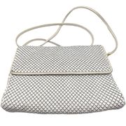 Vintage Whiting and Davis White Mesh Envelope Bag with Shoulder Crossbody Strap