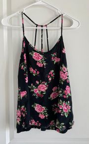 Black floral tank top