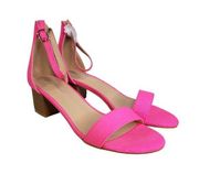 Forever Link Women's 7 Neon Fuchsia Grain-9 Block Heel Sandal with Ankle Strap