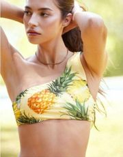 Anthropologie Pina Colada Pineapple One Shoulder Women's Bikini Top Size XS