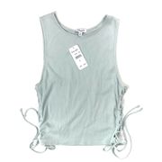 Mint Green Lace Up Sides Tank Top