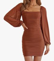 Rust Orange Ruched Bodycon Dress