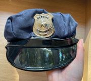 Spirit Special Police Hat Halloween Costume Cop Navy Blue Black Badge Cosplay Silver