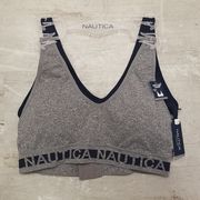 💕NAUTICA💕 Logo Bralettes (2 Pack) ~ Navy Blue   & Gray Medium M NWT