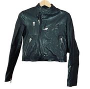 Rag & Bone Barneys New York Lamb Leather Moto Jacket Black Size 2 FLAWS