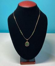 Jade pendant necklace marked 1/20 12K GF SORRENTO