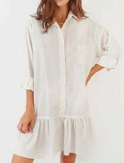 KOCH Lindsey Dress in White Sand Stripe Button Down