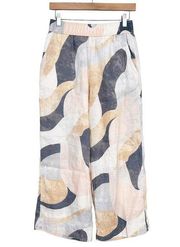 Rachel Zoe 100% Linen Pastel Printed Wide Leg Pants Sz S