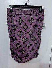 FREE PEOPLE PURPLE FLORAL RUSHED SKIRT WOMENS SZ S NEW P1-42