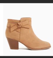 BEIGE FAUX SUEDE SIDE BOW BOOTIE