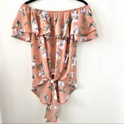 Fantastic Fawn Peach Off the Shoulder Top Size Small