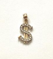 14k Solid Gold Pendant | Dollar sign charm | Birthday gift | Lucky Jewelry |