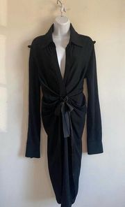 90's Vintage Salvatore Ferragamo Black Wool and Silk Dress SIZE US 12