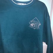 Teal adika marine life crewneck pullover