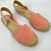 Talbots coral suede leather elastic criss cross slingback espadrille sandals