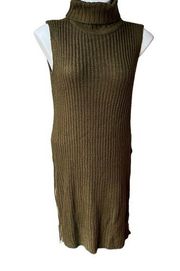 NWT, Derek Heart Olive Green Turtleneck Zipper Sweater Dress