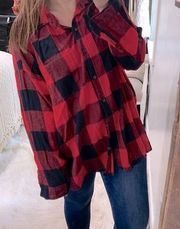 Old Navy  the boyfriend flannel shirt red & black Buffalo check size XXlarge