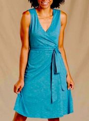 . Cue Wrap Sleeveless Dress Organic Cotton Blend Dress