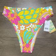 Hobie Woodstock Floral High Waist Bikini Bottoms Multicolor Print Size XL